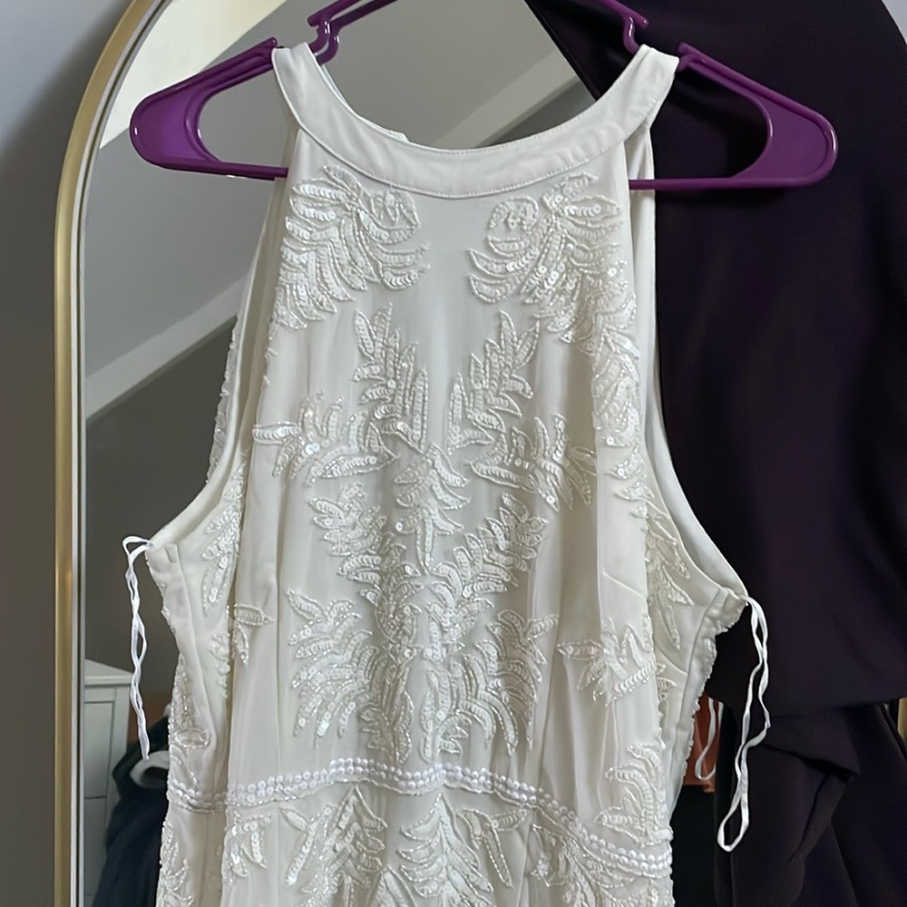 Boohoo Ivory Bridesmaid/Bride Dress Halter Hand Embroidered